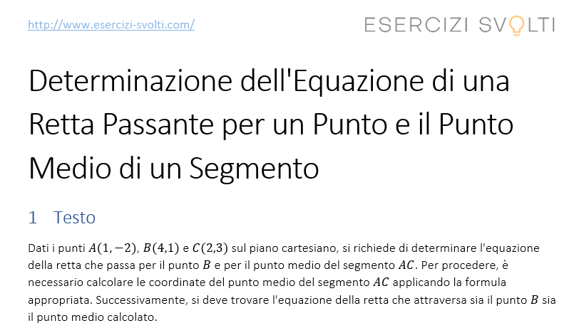Determinazione dell'Equazione di una Retta Passante per un Punto e il